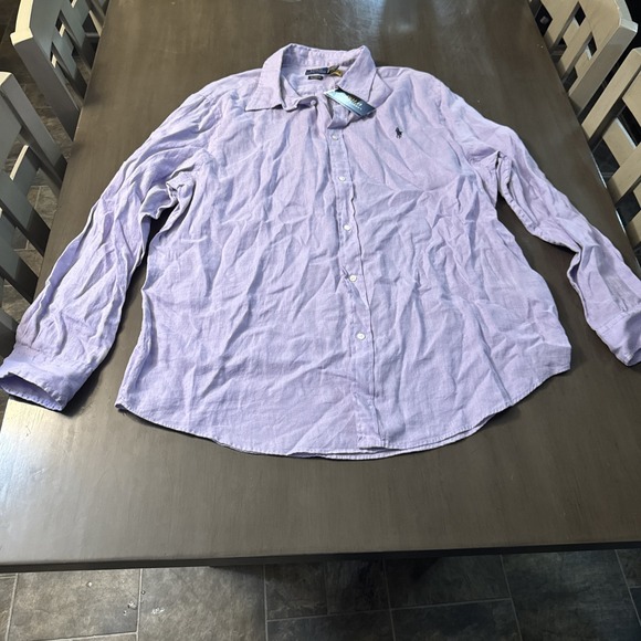Polo Ralph Lauren Other - Polo Ralph Lauren Purple LINEN Long Sleeve Relax Fit Button Down Shirt